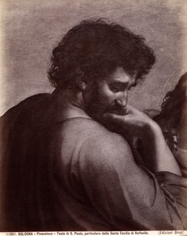 Brogi — Bologna - Pinacoteca - Testa di S. Paolo, particolare della Santa Cecilia di raffaello. — particolare